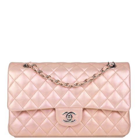 chanel pink iridescent flap bag s19